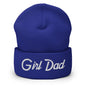 Girl Dad Vintage Sports Script Embroidered Knit Cuffed Beanie - Royal