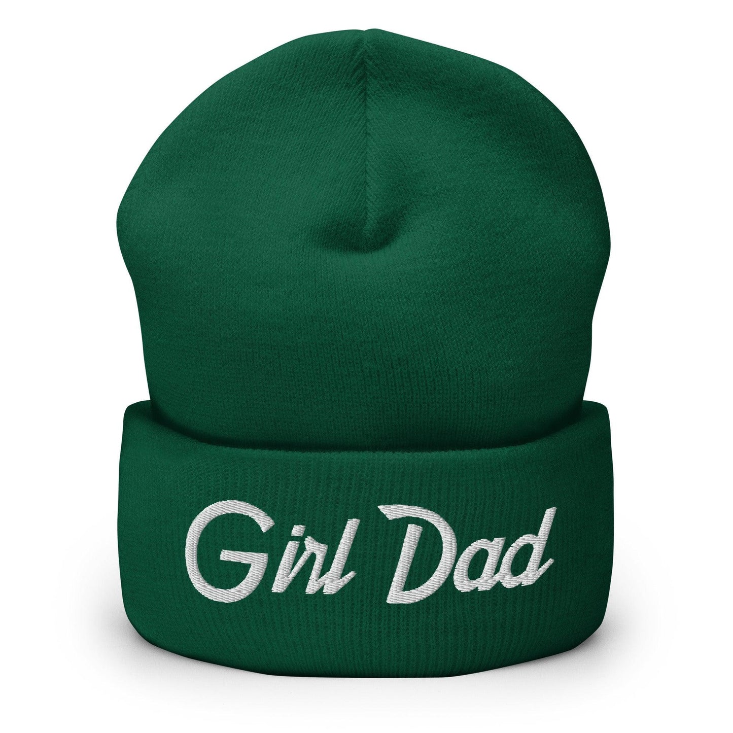 Girl Dad Vintage Sports Script Embroidered Knit Cuffed Beanie - Spruce