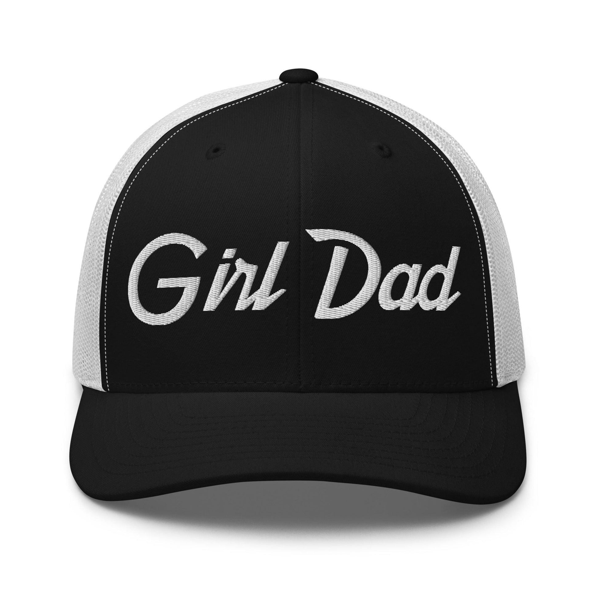 Girl Dad Vintage Sports Script Embroidered Mesh Trucker Hat - Black/ White