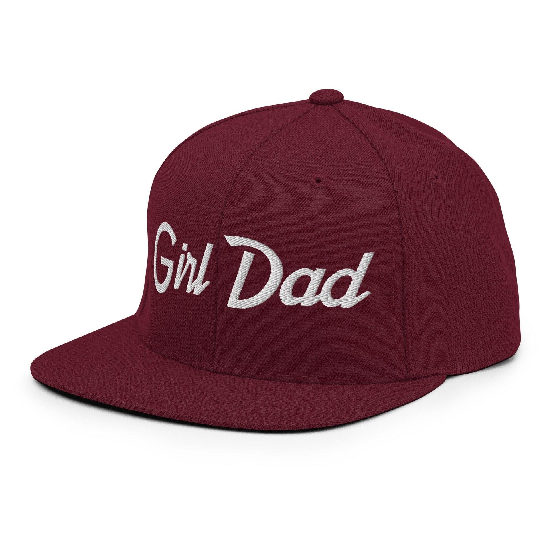 Girl Dad Vintage Sports Script Flat Bill Brim Snapback Hat
