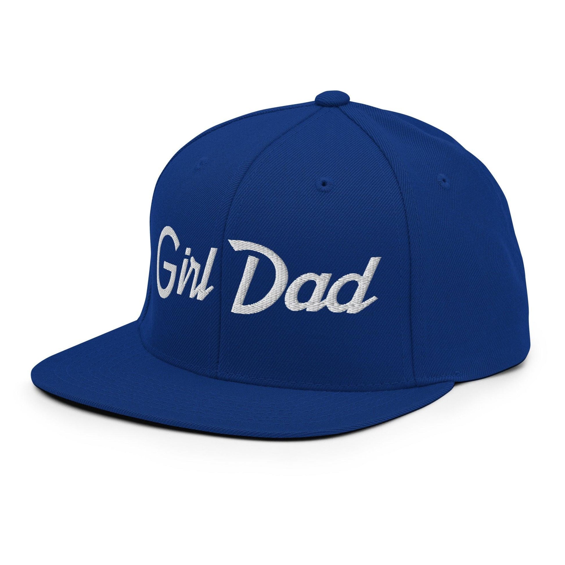 Girl Dad Vintage Sports Script Flat Bill Brim Snapback Hat