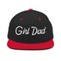 Girl Dad Vintage Sports Script Flat Bill Brim Snapback Hat - Black/ Red