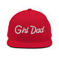 Girl Dad Vintage Sports Script Flat Bill Brim Snapback Hat - Red