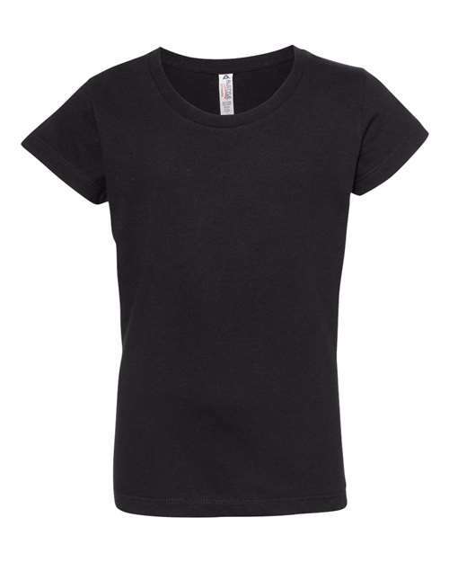 Girls’ Ultimate T-Shirt in black, ideal for custom apparel and screen printing bulk orders