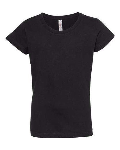 Girls Ultimate T-Shirt in black featuring custom apparel ready for screen printing and bulk orders