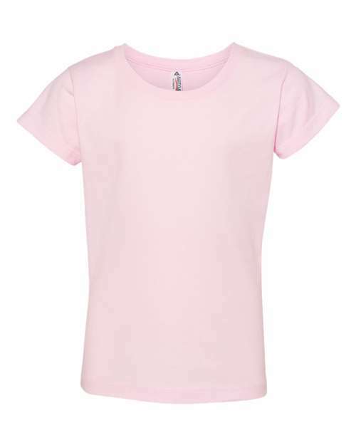 Light pink Girls’ Ultimate T-Shirt, ideal for custom apparel and bulk screen printing