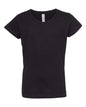 Black short-sleeved Girls’ Ultimate T-Shirt ideal for custom apparel and screen printing