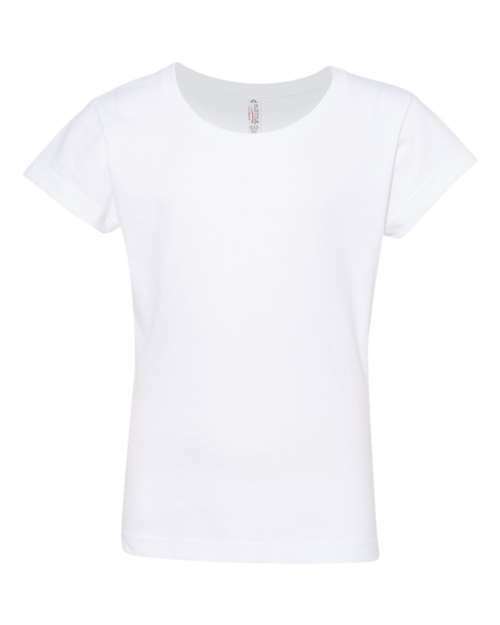 White short-sleeved T-shirt from Girls Ultimate T-Shirt, ideal for custom apparel and screen printing