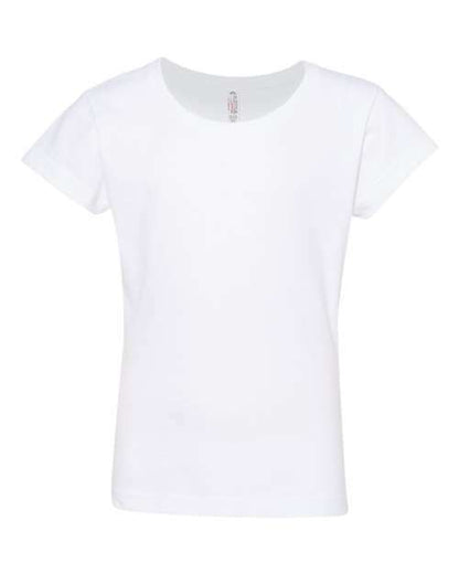 White short-sleeved T-shirt from Girls Ultimate T-Shirt, ideal for custom apparel and screen printing