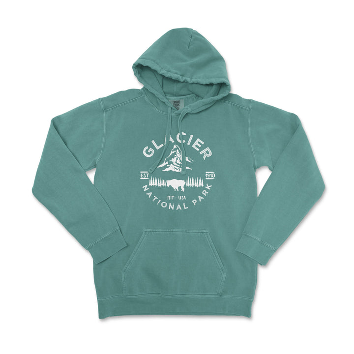 Glacier National Park Comfort Colors Hoodie - S / Blue Spruce - hoodie