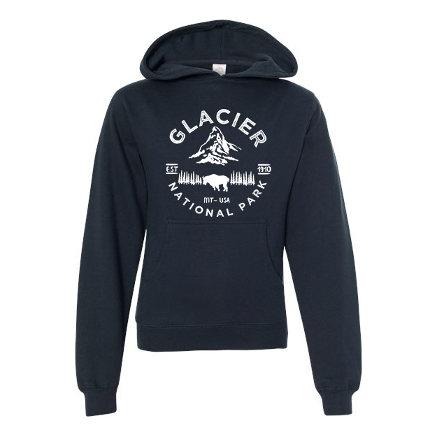 Glacier National Park Youth Hoodie Sweatshirt - S / Navy - hoodie