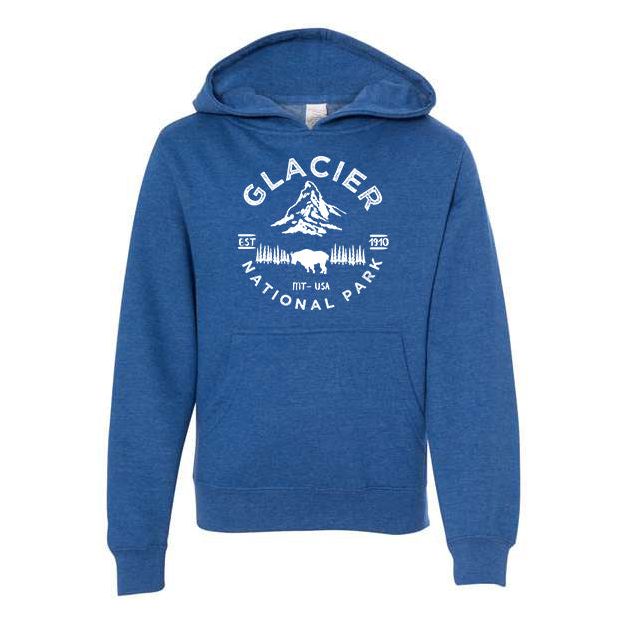 Glacier National Park Youth Hoodie Sweatshirt - S / Royal Heather - hoodie