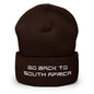 Go Back to South Africa Elon Musk Embroidered Cuffed Knit Beanie - Brown