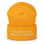 Go Back to South Africa Elon Musk Embroidered Cuffed Knit Beanie - Gold