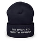 Go Back to South Africa Elon Musk Embroidered Cuffed Knit Beanie - Navy