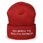 Go Back to South Africa Elon Musk Embroidered Cuffed Knit Beanie - Red