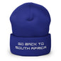 Go Back to South Africa Elon Musk Embroidered Cuffed Knit Beanie - Royal