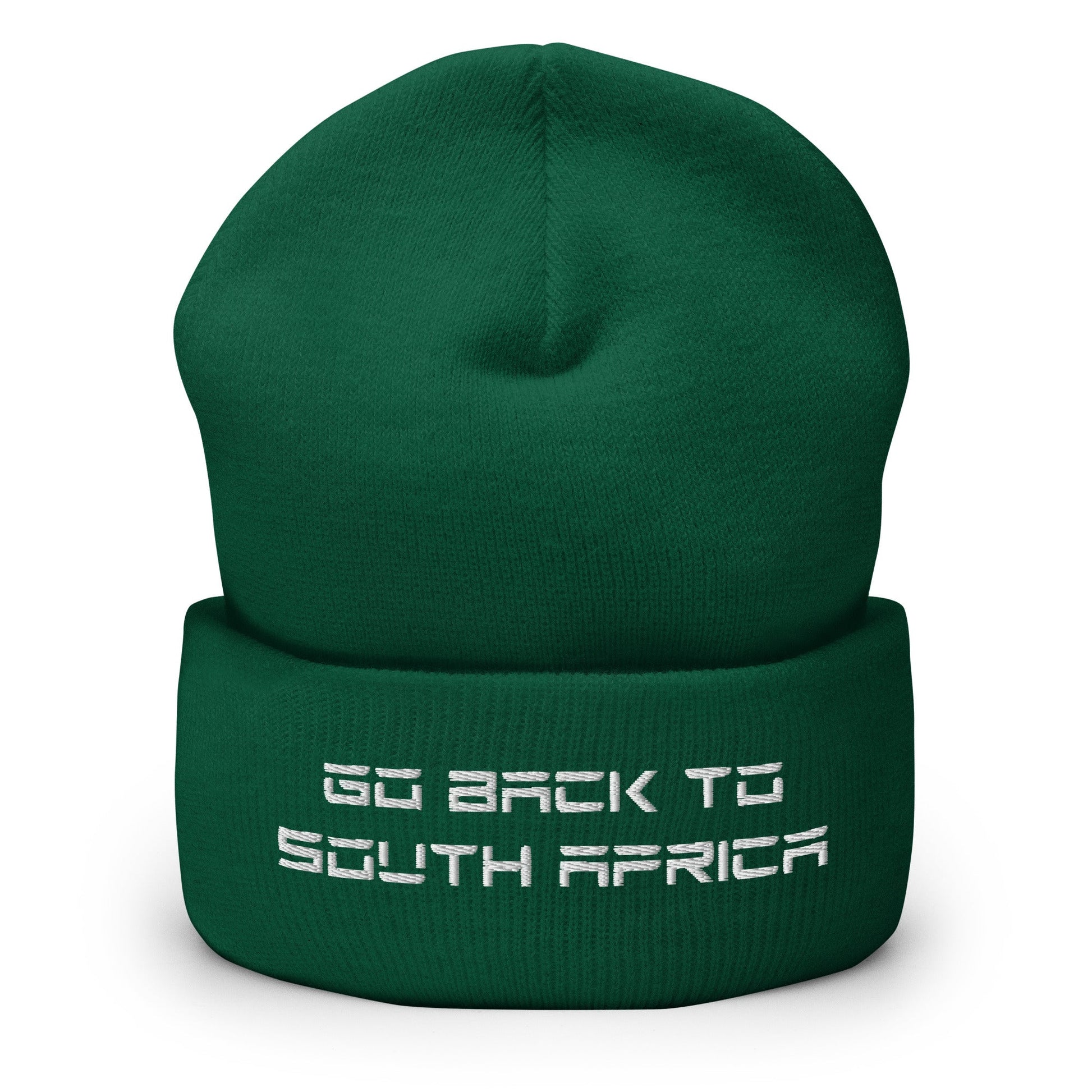 Go Back to South Africa Elon Musk Embroidered Cuffed Knit Beanie - Spruce