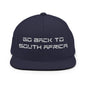 Go Back to South Africa Elon Musk Embroidered Flat Brim Bill Snapback Hat - Navy