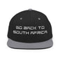 Go Back to South Africa Elon Musk Embroidered Flat Brim Bill Snapback Hat - Black/ Silver