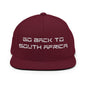 Go Back to South Africa Elon Musk Embroidered Flat Brim Bill Snapback Hat - Maroon