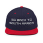Go Back to South Africa Elon Musk Embroidered Flat Brim Bill Snapback Hat - Navy/ Red
