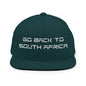 Go Back to South Africa Elon Musk Embroidered Flat Brim Bill Snapback Hat - Spruce