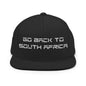 Go Back to South Africa Elon Musk Embroidered Flat Brim Bill Snapback Hat - Black