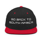 Go Back to South Africa Elon Musk Embroidered Flat Brim Bill Snapback Hat - Black/ Red