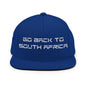 Go Back to South Africa Elon Musk Embroidered Flat Brim Bill Snapback Hat - Royal Blue