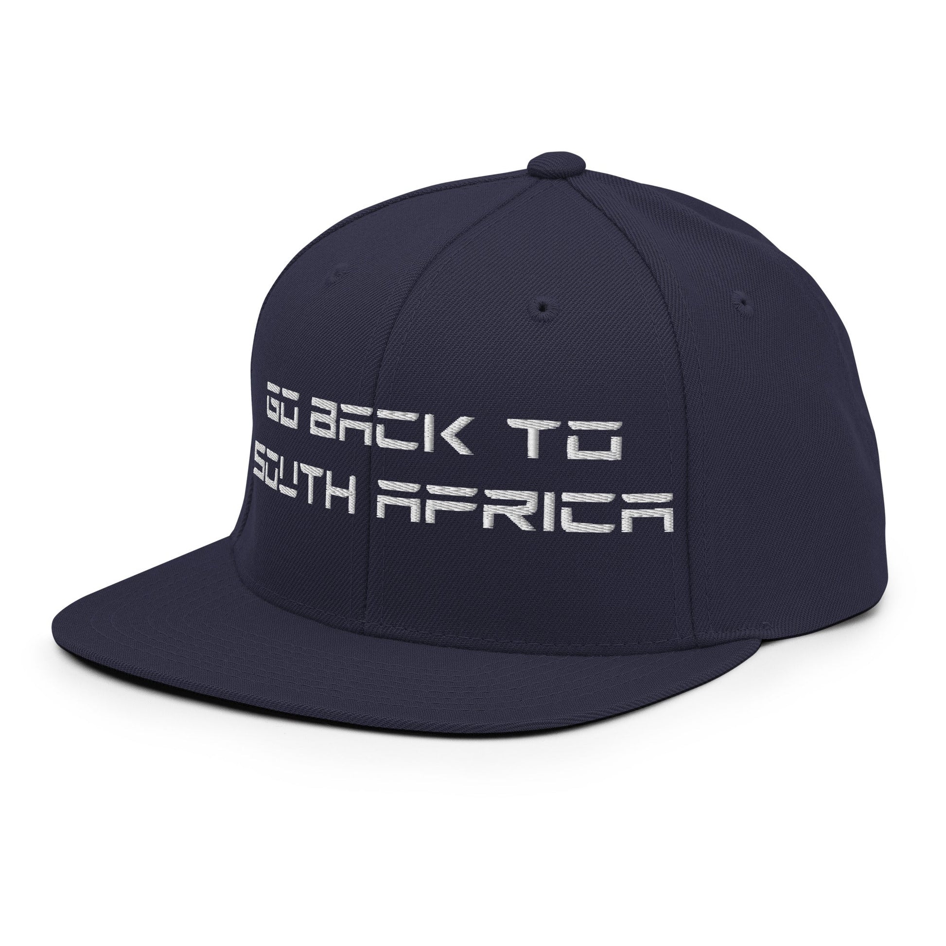 Go Back to South Africa Elon Musk Embroidered Flat Brim Bill Snapback Hat