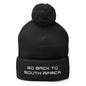 Go Back to South Africa Elon Musk Embroidered Pom Knit Beanie - Black