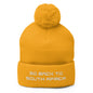Go Back to South Africa Elon Musk Embroidered Pom Knit Beanie - Gold
