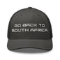 Go Back to South Africa Elon Musk Embroidered Retro Mesh Trucker Hat - Charcoal