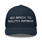 Go Back to South Africa Elon Musk Embroidered Retro Mesh Trucker Hat - Navy