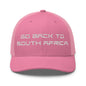 Go Back to South Africa Elon Musk Embroidered Retro Mesh Trucker Hat - Pink