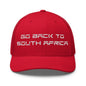 Go Back to South Africa Elon Musk Embroidered Retro Mesh Trucker Hat - Red
