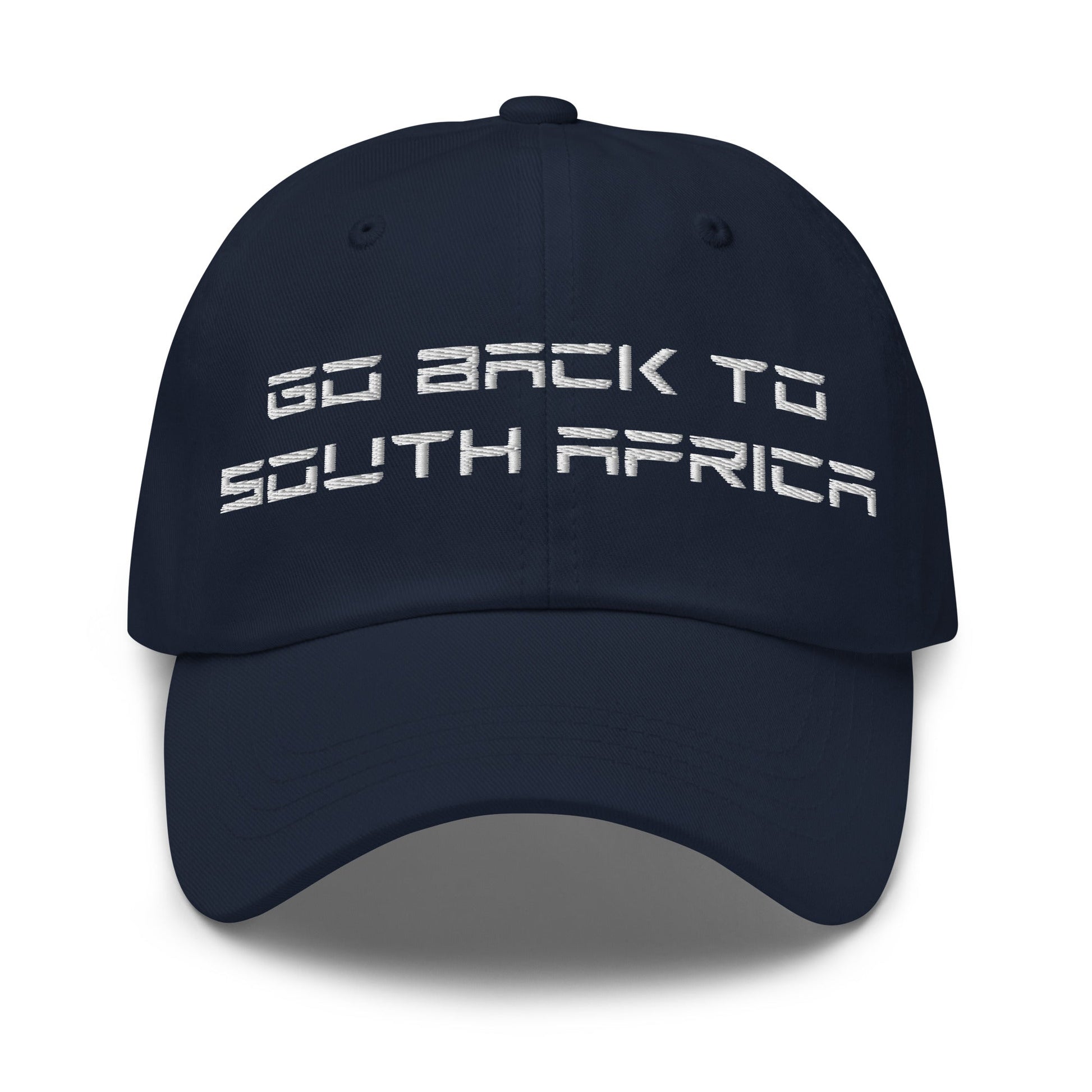 Go Back to South Africa Elon Musk Embroidered Unstructured Dad Hat - Navy