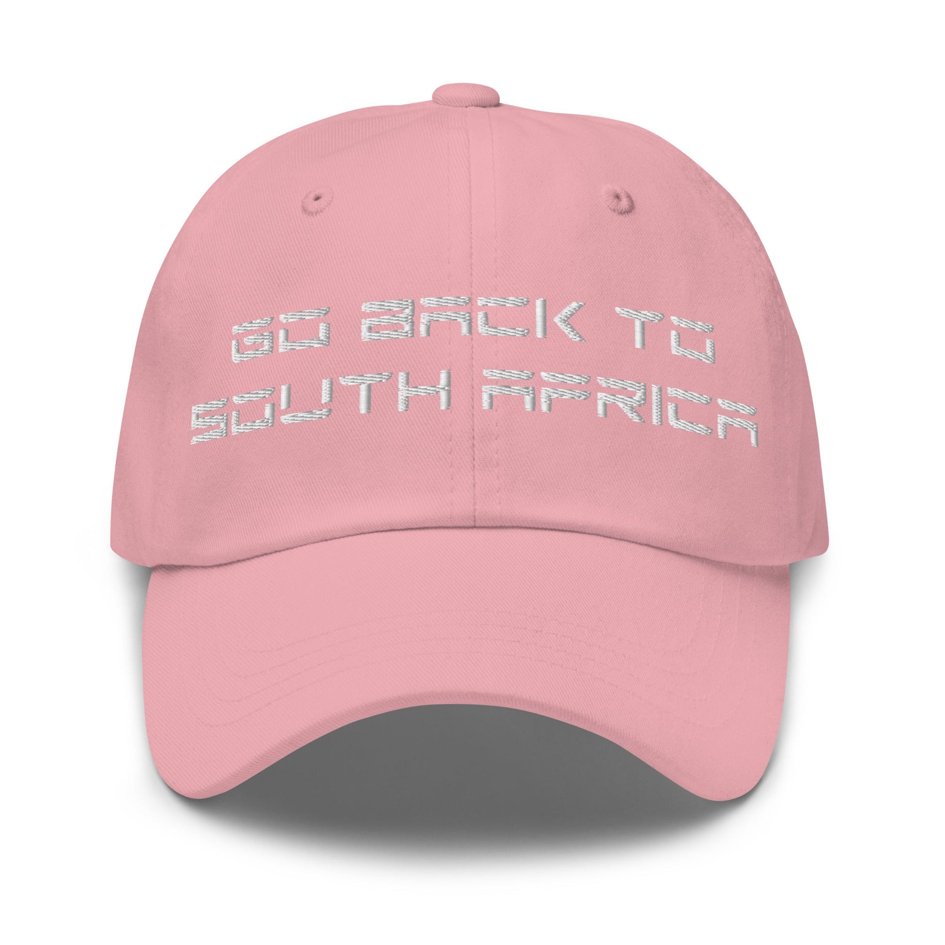 Go Back to South Africa Elon Musk Embroidered Unstructured Dad Hat - Pink