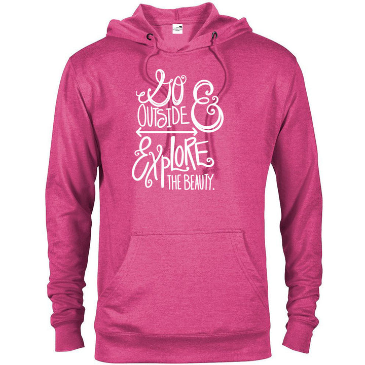 Go Outside and Explore the Beauty Hoodie - Heliconia Heather / S - hoodie