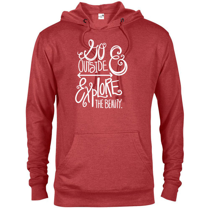 Go Outside and Explore the Beauty Hoodie - Red Heather / S - hoodie