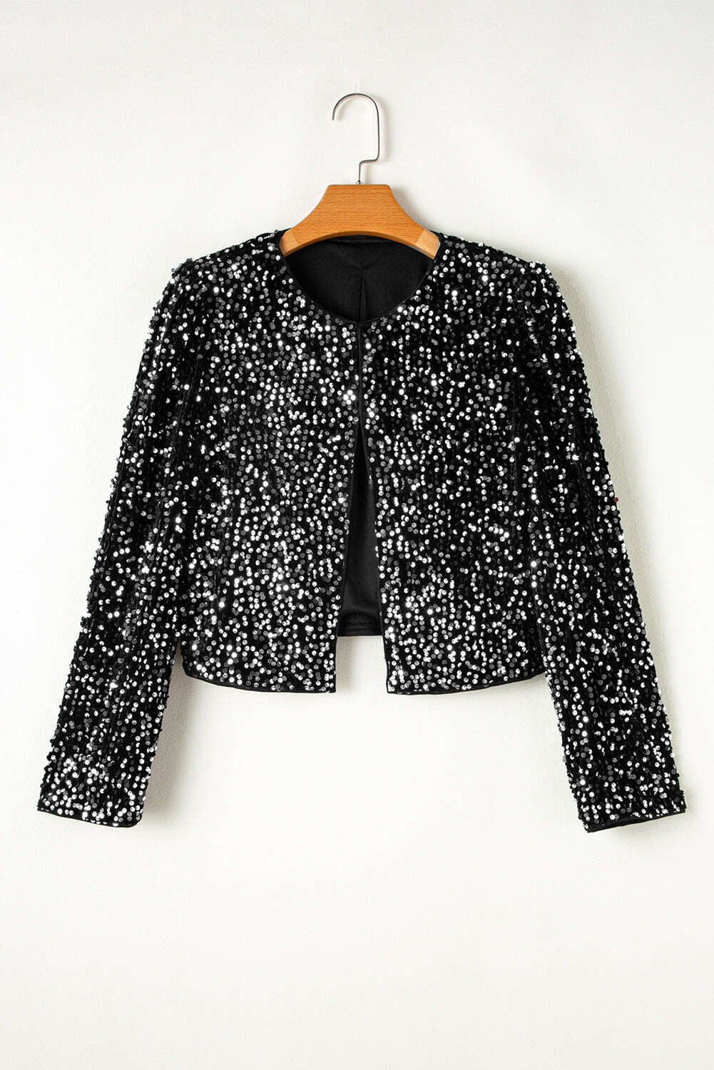 Jackets-Golden Fleece Sequin Open Front Collarless Jacket-torontoscreenprinting.ca