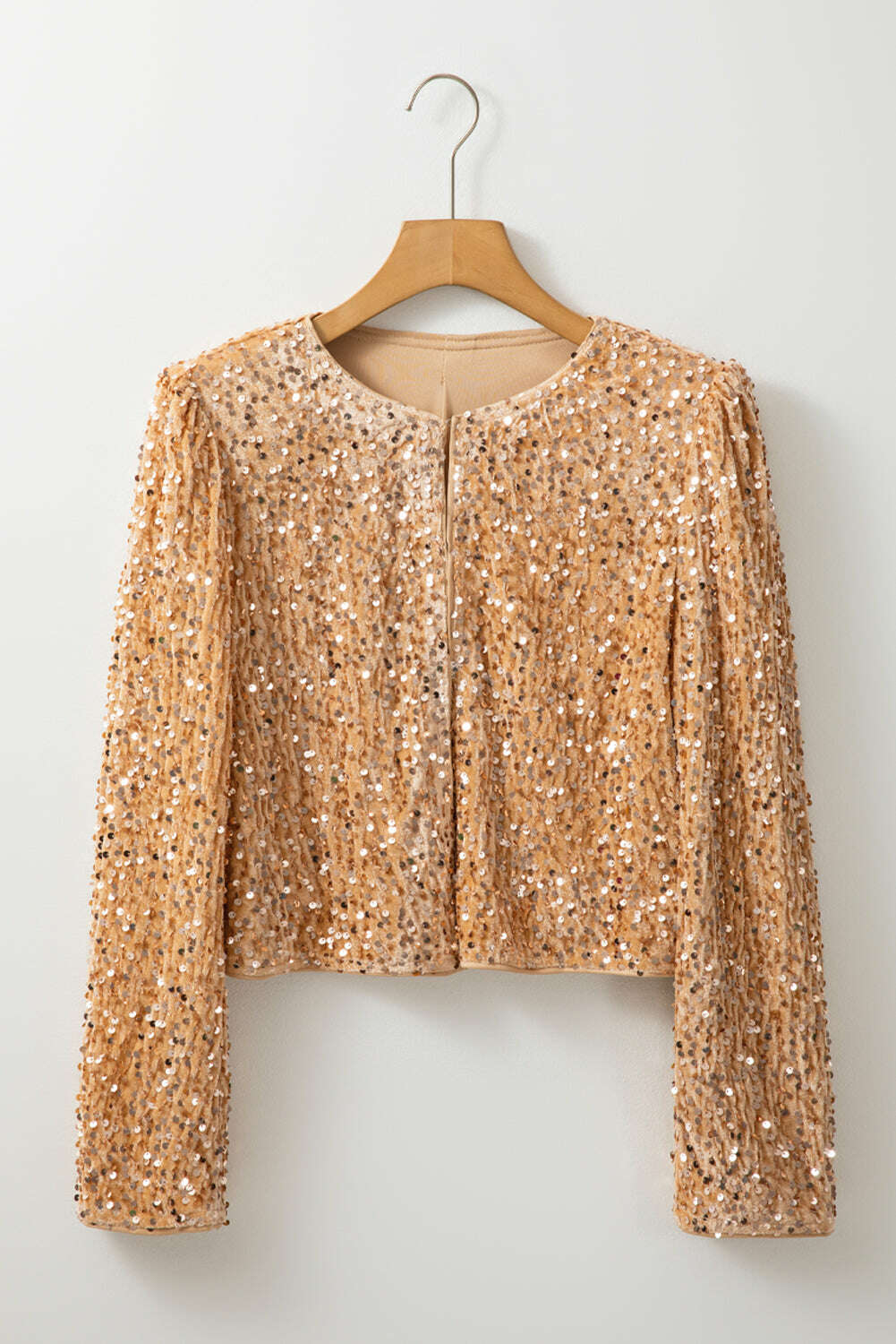 Jackets-Golden Fleece Sequin Open Front Collarless Jacket-torontoscreenprinting.ca