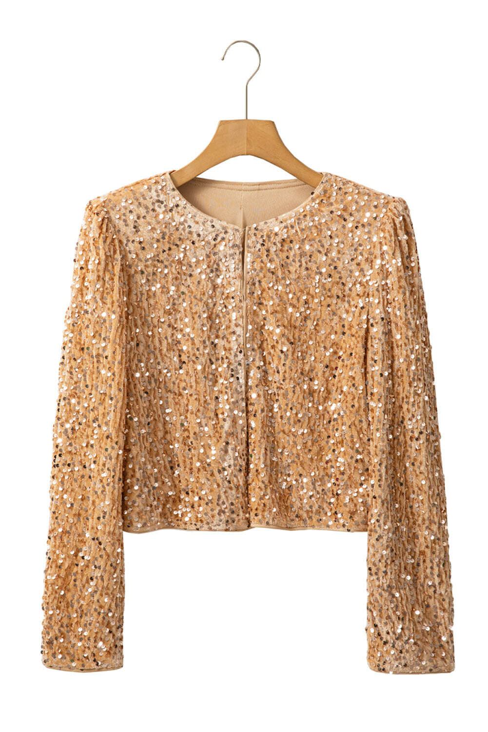 Jackets-Golden Fleece Sequin Open Front Collarless Jacket-torontoscreenprinting.ca