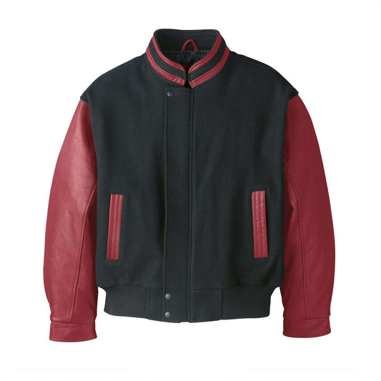 Jacket-Genuine Leather-Black/Red / XS-torontoscreenprinting.ca