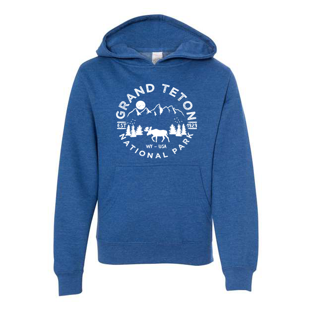 Grand Teton National Park Youth Hoodie Sweatshirt - S / Royal Heather - hoodie