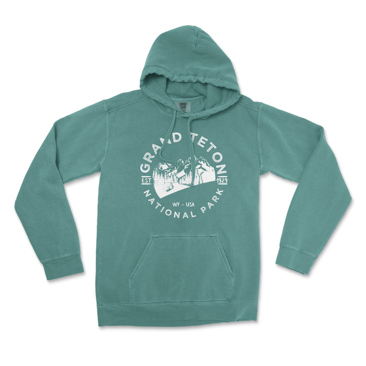 Grand Teton Valley National Park Comfort Colors Hoodie - S / Blue Spruce - hoodie