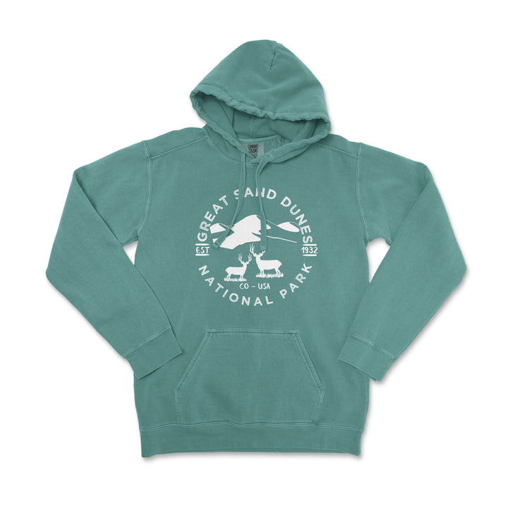 Great Sand Dunes National Park Comfort Colors Hoodie - S / Blue Spruce - hoodie