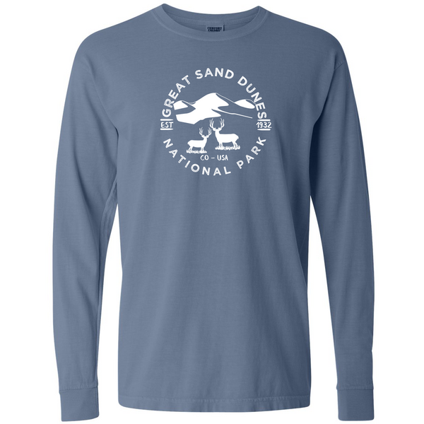 Great Sand Dunes National Park Comfort Colors Long Sleeve T Shirt - S / BlueJean - tshirt