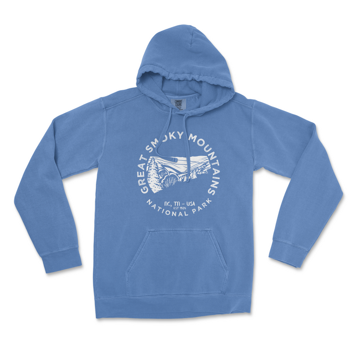 Great Smoky National Park Comfort Colors Hoodie - S / Flo Blue - hoodie